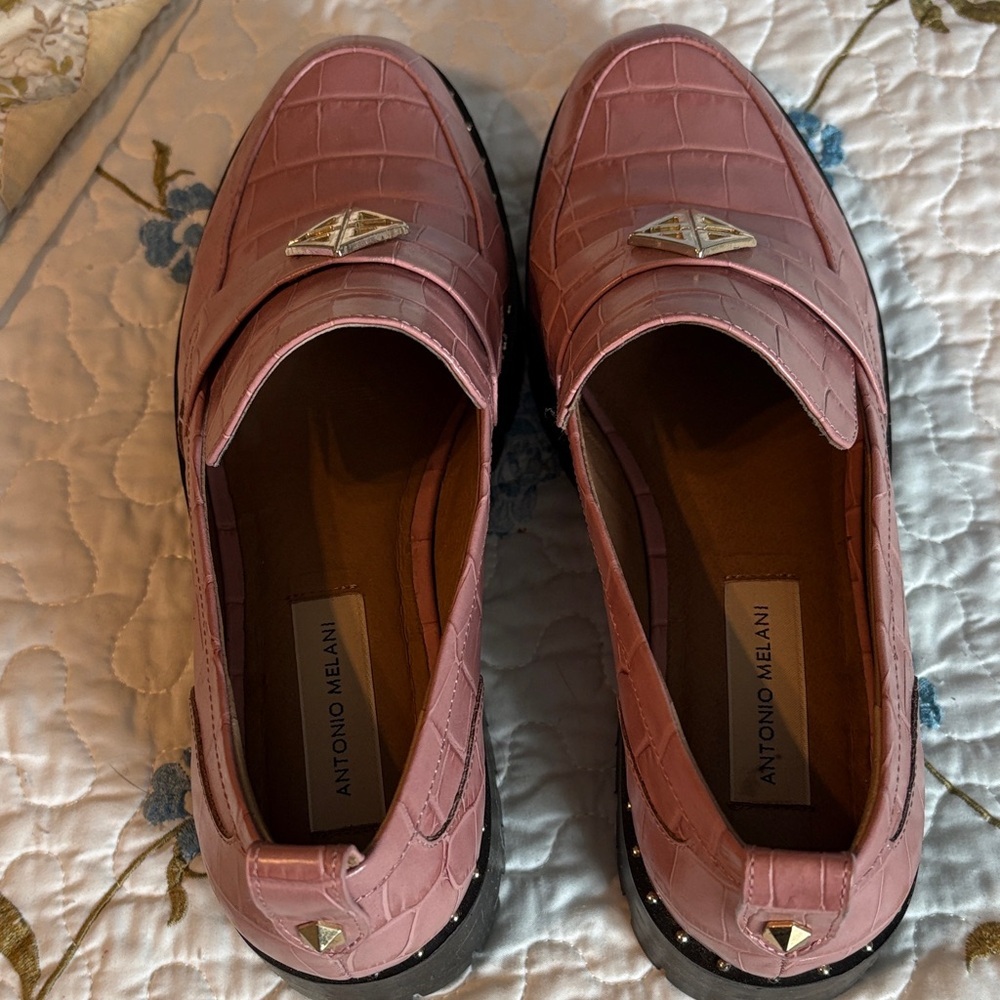 Antonio Melani Blush Arlo Croc-Embossed Loafers Size 8.5 - Picture 4 of 15